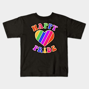 Happy Gay Pride Month March Parade Rainbow Love is Love LGBT Kids T-Shirt